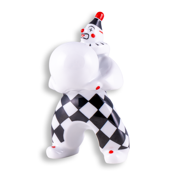 Clown, carrying, checkered, small